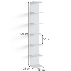 Wandregal Paolo Weiß 30 x 190 cm mit 6 offenen Fächern Vicco