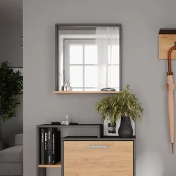 Wandspiegel Orlando Anthrazit/Goldkraft Eiche 57 x 60 cm mit Spiegel Vicco