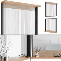 Wandspiegel Orlando Anthrazit/Goldkraft Eiche 57 x 60 cm mit Spiegel Vicco