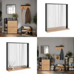 Wandspiegel Orlando Anthrazit/Goldkraft Eiche 57 x 60 cm mit Spiegel Vicco