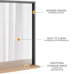 Wandspiegel Orlando Anthrazit/Goldkraft Eiche 57 x 60 cm mit Spiegel Vicco