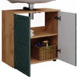 Waschbeckenunterschrank Irma Grün/Goldkraft Eiche 60 x 59 cm Vicco