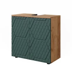 Waschbeckenunterschrank Irma Grün/Goldkraft Eiche 60 x 59 cm Vicco