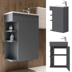 Waschbeckenunterschrank Amadeo Anthrazit 2 Teile, mit Waschbecken Vicco