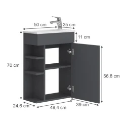 Waschbeckenunterschrank Amadeo Anthrazit 2 Teile, mit Waschbecken Vicco