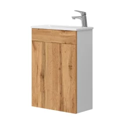 Waschbeckenunterschrank Amadeo Goldkraft Eiche 2 Teile, mit Waschbecken Vicco