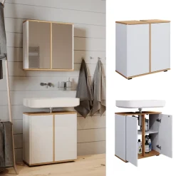 Waschbeckenunterschrank Didi Weiß/Artisan 60 x 62 cm mit 2 Türen Vicco