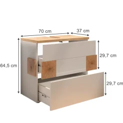 Waschbeckenunterschrank Eden Weiß 70 x 64.5 cm mit 2 Schubladen Vicco