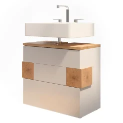 Waschbeckenunterschrank Eden Weiß 70 x 64.5 cm mit 2 Schubladen Vicco