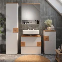 Waschbeckenunterschrank Eden Weiß 70 x 64.5 cm mit 2 Schubladen Vicco