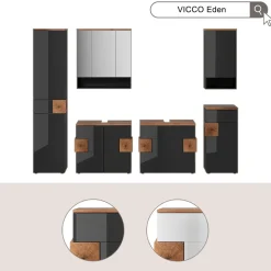 Waschbeckenunterschrank Eden Weiß 70 x 64.5 cm mit 2 Schubladen Vicco