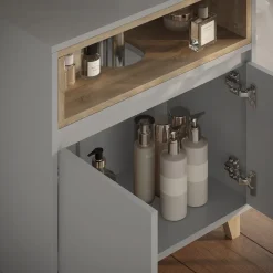 Waschbeckenunterschrank Elnor Greige 60 x 61 cm mit 2 Türen Vicco