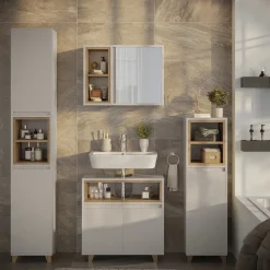 Waschbeckenunterschrank Elnor Greige 60 x 61 cm mit 2 Türen Vicco