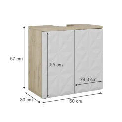 Waschbeckenunterschrank Edge Weiß 60 x 57 cm mit 2 Türen Vicco