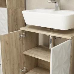 Waschbeckenunterschrank Edge Weiß 60 x 57 cm mit 2 Türen Vicco