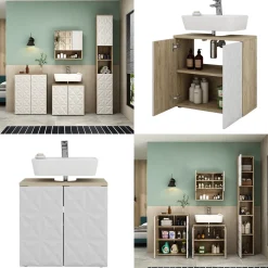 Waschbeckenunterschrank Edge Weiß 60 x 57 cm mit 2 Türen Vicco