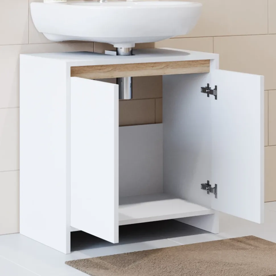 Waschbeckenunterschrank Emma Weiß/Sonoma 58 x 60 cm Vicco