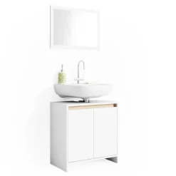 Waschbeckenunterschrank Emma Weiß/Sonoma 58 x 60 cm Vicco