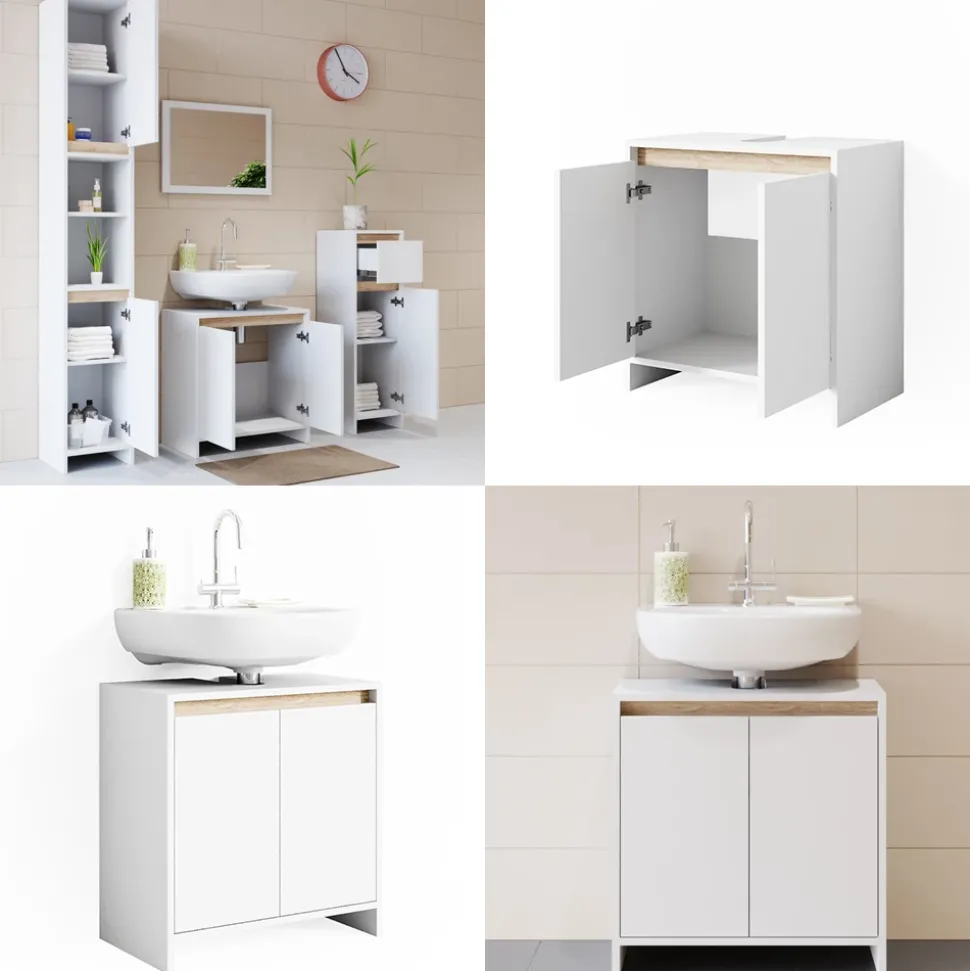 Waschbeckenunterschrank Emma Weiß/Sonoma 58 x 60 cm Vicco