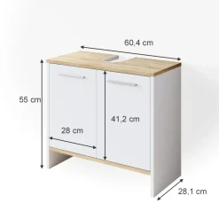 Waschbeckenunterschrank Elvio Weiß 60.4 x 55 cm Vicco