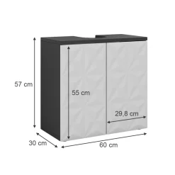 Waschbeckenunterschrank Edge Schwarz 60 x 57 cm mit 2 Türen Vicco