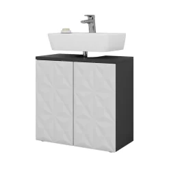 Waschbeckenunterschrank Edge Schwarz 60 x 57 cm mit 2 Türen Vicco