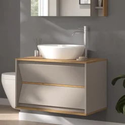 Waschbeckenunterschrank Edelin Cashmere 80 x 50 cm mit 2 Schubladen Vicco