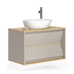 Waschbeckenunterschrank Edelin Cashmere 80 x 50 cm mit 2 Schubladen Vicco