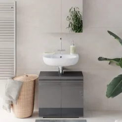 Waschbeckenunterschrank Fredd Anthrazit Hochglanz 60 x 60 cm Vicco