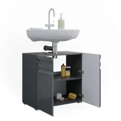 Waschbeckenunterschrank Fredd Anthrazit Hochglanz 60 x 60 cm Vicco