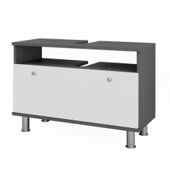 Waschbeckenunterschrank Fynn Weiß Hochglanz/Anthrazit 80.2 x 54 cm mit Schublade Vicco