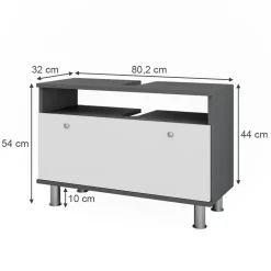 Waschbeckenunterschrank Fynn Weiß Hochglanz/Anthrazit 80.2 x 54 cm mit Schublade Vicco