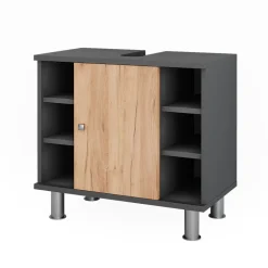 Waschbeckenunterschrank Fynn Goldkraft Eiche/Anthrazit 60 x 54 cm mit 6 Ablage Vicco