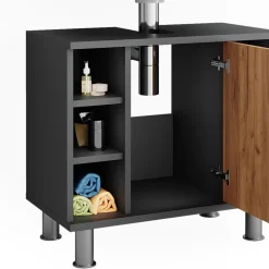 Waschbeckenunterschrank Fynn Goldkraft Eiche/Anthrazit 60 x 54 cm mit 6 Ablage Vicco