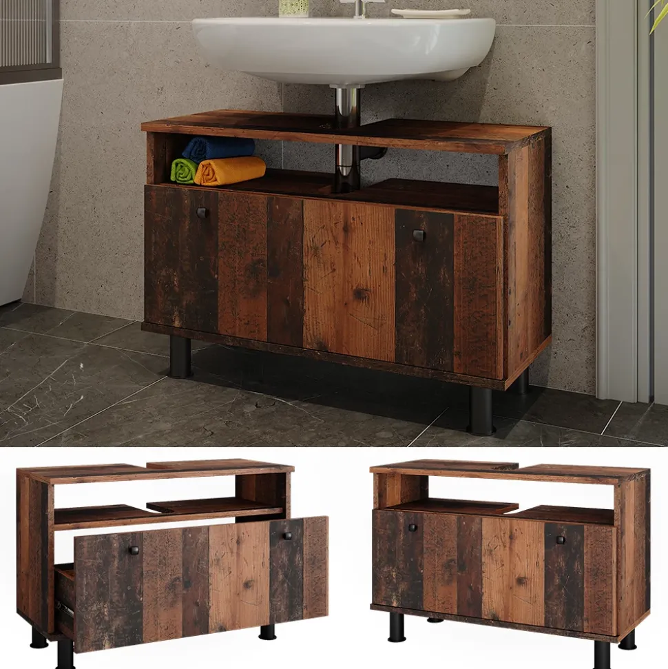 Waschbeckenunterschrank Fynn Oldstyle 80.2 x 54 cm mit Schublade Vicco