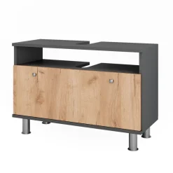 Waschbeckenunterschrank Fynn Anthrazit/Goldkraft Eiche 80.2 x 54 cm mit Schublade Vicco