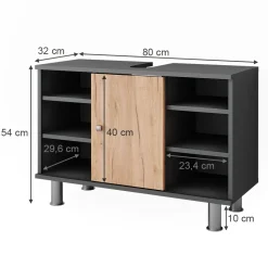 Waschbeckenunterschrank Fynn Anthrazit/Goldkraft Eiche 80 x 54 cm Vicco