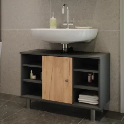 Waschbeckenunterschrank Fynn Anthrazit/Goldkraft Eiche 80 x 54 cm Vicco