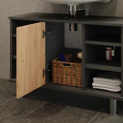 Waschbeckenunterschrank Fynn Anthrazit/Goldkraft Eiche 80 x 54 cm Vicco