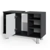 Waschbeckenunterschrank Fynn Anthrazit/Weiß Hochglanz 80 x 54 cm mit 6 Ablage Vicco