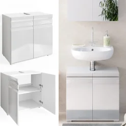 Waschbeckenunterschrank Fredd Weiß Hochglanz 60 x 56 cm Vicco