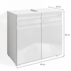 Waschbeckenunterschrank Fredd Weiß Hochglanz 60 x 56 cm Vicco
