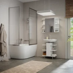 Waschbeckenunterschrank Fynn Weiß 60 x 70 cm mit 6 Ablage Vicco