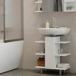 Waschbeckenunterschrank Fynn Weiß 60 x 70 cm mit 6 Ablage Vicco