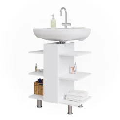 Waschbeckenunterschrank Fynn Weiß 60 x 70 cm mit 6 Ablage Vicco