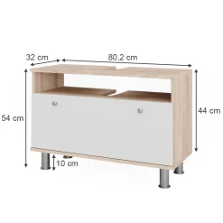 Waschbeckenunterschrank Fynn Sonoma/Weiß 80.2 x 54 cm mit Schublade Vicco