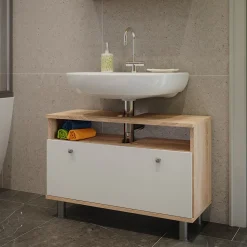 Waschbeckenunterschrank Fynn Sonoma/Weiß 80.2 x 54 cm mit Schublade Vicco