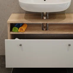 Waschbeckenunterschrank Fynn Sonoma/Weiß 80.2 x 54 cm mit Schublade Vicco