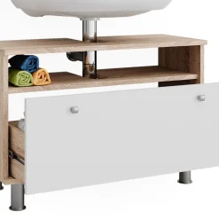 Waschbeckenunterschrank Fynn Sonoma/Weiß 80.2 x 54 cm mit Schublade Vicco