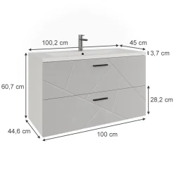 Waschbeckenunterschrank Irma Weiß/Weiß Hochglanz 2 Teile Vicco
